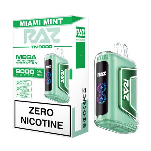 raz tn9000 zero miami mint disposable vape device